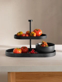 ASA Selection etagere 2-stufig, oval, schwarz