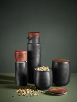 ASA Selection teedose, black mit holzdeckel
